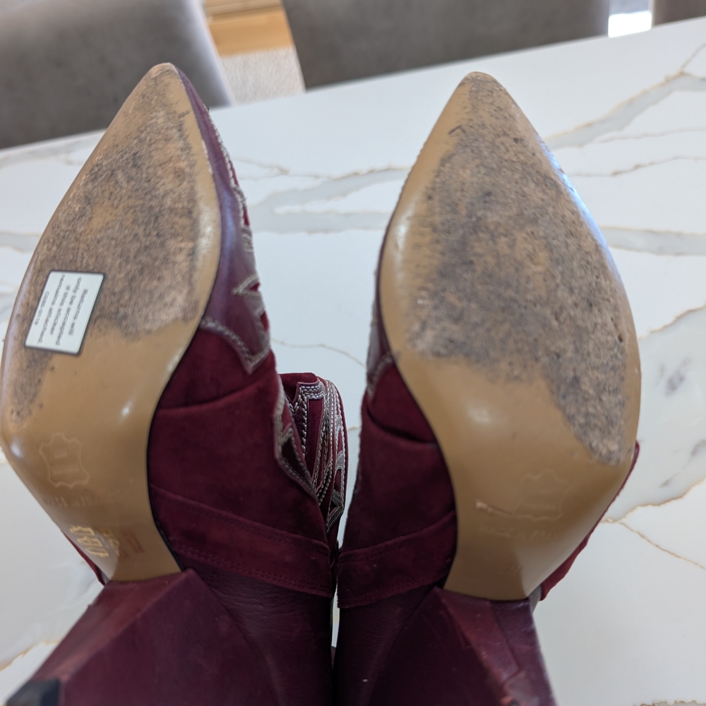 Isabel Marant Red Embroidered Heeled Boots - Picture 5 of 8
